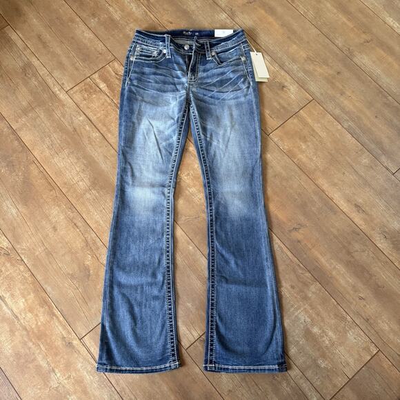 Miss Me Mid-Rise Boot Jeans 28x34 NWT Longhorn Skull Embroidered Pockets M9437B1 - Picture 10 of 10